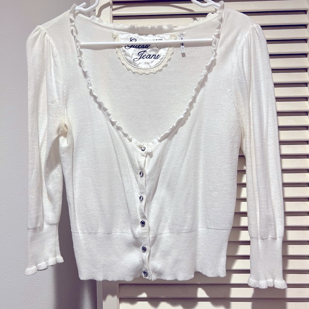 Juniors Guess Brand midi cardigan sweater, size large